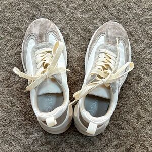 Tory Burch White and Tan Athletic Shoes